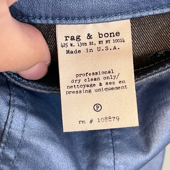 RAG & BONE Jeans Womens 26 Legging Metallic Slim Skinny Ankle Trousers Blue USA - Picture 11 of 11